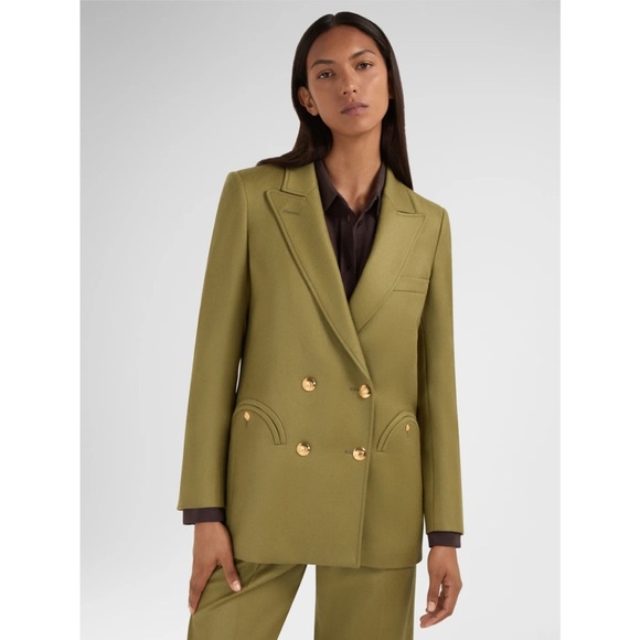 Blazé Milano Exit double-breasted wool blazer in green - Picture 3 of 15